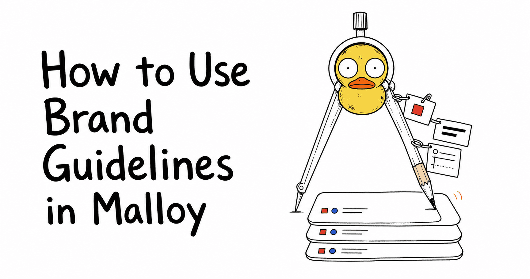 Malloy holds a brand alignment press steady while colors, rules, and typography produce consistent visual cards